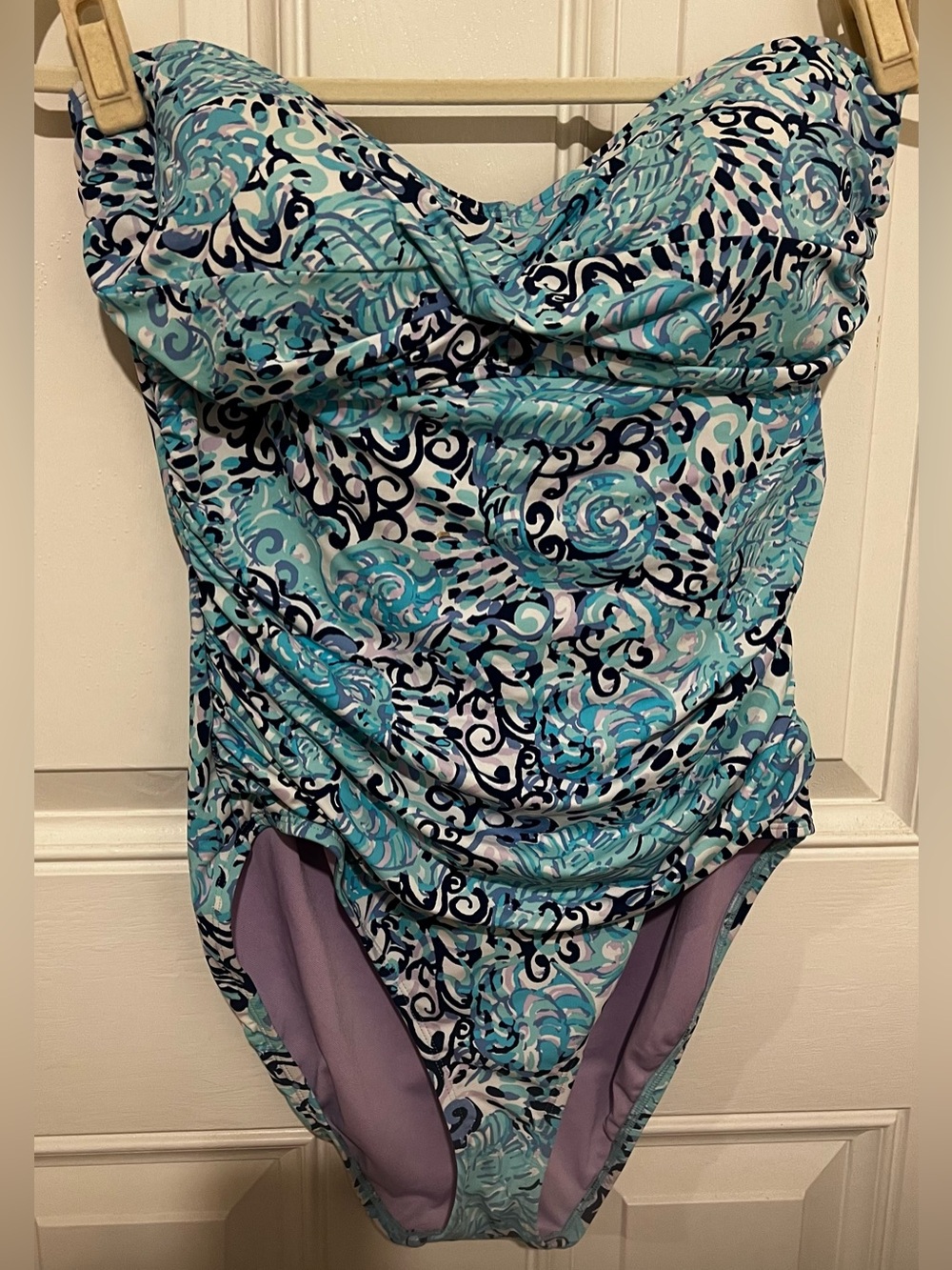 Lilly Pulitzer Flamenco One-Piece Swimsuit in Light Aqua Spritz Sz 14 Beach - Picture 15 of 15